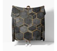 Plaid Couverture Flanelle, Luxe GéOméTrique Moderne Jeté de Canapé, Couverture lit 2 Personnes Noir Plaid Canape Polaire Douce Chaud, pour Camping et Voyage 180x220 cm