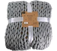 Plaid - Couverture - Gris - Grosse maille - Chaude - Cocooning - Cosy - 1,5x1,2m