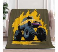Plaid Couverture imprimée Dessin Animé Exquis Camion Géant, Bleu Chaude Douce Moelleuse Flanelle Couverture de Lit Couvre-lit Jeté de Canapé 130 x 150 cm - Convient Adulte et Enfants