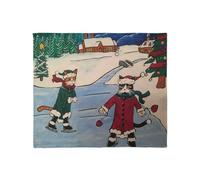 Plaid Couverture Patinage sur Glace de Noël Jeté Divan L