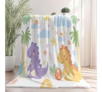 Plaid Couverture Peluche Super Douce 220 x 240 cm, Dessin Animé Minimaliste Mignon Animal Dinosaure Couverture Imprimée pour Enfants Adolescents - Vert Sauge Plaid Polaire pour Lit Literie Bébé