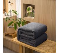 Plaid Couverture Polaire 125 x 150 cm Flanelle en Microfibre Douillette Extra Large Flanelle Jeté de Canape Doux pour Un Anniversaire Noel La Fête des Mères, Gris Foncé