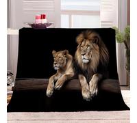 Plaid Couverture Polaire 220x240 cm Lion Et Lionne Mâles Couverture Polaire en Microfibre Douce, Couverture en Peluche Chaude et Confortable pour Canapé ou Lit