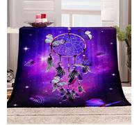Plaid Couverture Polaire 3D Attrape-Rêve Étoilé Violet Motif Couverture Lit Chaude 150X200Cm Plaid en Flanelle Couverture