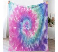 Plaid Couverture Polaire, Aura Aquarelle Rétro Impression Douce Flanelle Couverture de Lit Plaid, Vortex Rayures Blocs De Couleur Jeté de Canapé Convient Adultes et Enfants Rester, 70x100 cm