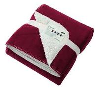 Plaid couverture polaire bi-colore 130 x 180 - JN955 - rouge bourgogne - taille:unique Rouge G