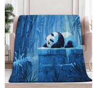 Plaid Couverture Polaire Dessin Animé Animal Panda Bambou 150x200 cm Jeté de Canapé Couverture lit Flanelle Impression 3D, Plaid Fourrure Grand Chaud et Doux en Peluche