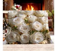 Plaid Couverture Polaire Douillette 130x150 cm Roses Blanches Romantiques Couverture Chaude de Canapé, Jete de lit, Plaid Polaire Flanelle Blanc Utilisable des Deux côtés Moelleuse