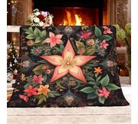 Plaid Couverture Polaire Douillette 150x200 cm Fleurs ColoréEs Couverture Chaude de Canapé, Jete de lit, Plaid Polaire Flanelle Rouge Utilisable des Deux côtés Moelleuse