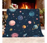 Plaid Couverture Polaire Douillette 180x200 cm Univers Espace Galaxies Couverture Chaude de Canapé, Jete de lit, Plaid Polaire Flanelle Bleu Utilisable des Deux côtés Moelleuse
