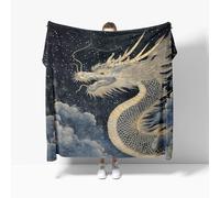 Plaid Couverture Polaire en Flanelle, Motif de Dragon Chinois Jeté de Canapé 150x200 cm Couverture lit 1 Personnes Chaud, Ciel éToilé Bleu Profond Couverture Polaire Douce et Légère Camping et Voyage