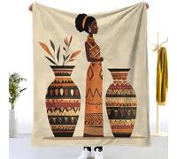 Plaid Couverture Polaire en Flanelle, Motif Traditionnel Africain Jeté de Canapé 180x200 cm Couverture lit 2 Personnes Chaud, Beige Couverture Polaire Douce et Légère Camping et Voyage