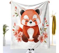 Plaid Couverture Polaire en Flanelle, Panda Roux Mignon Jeté de Canapé 70x100 cm Couverture lit Enfant Chaud, Aquarelle Couverture Polaire Douce et Légère Camping et Voyage