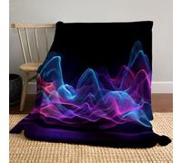 Plaid Couverture Polaire En Microfibre 3D Conception De Vagues Au Néon Impression Douce Moelleuse Flanelle,Jeté De Canapé Convient Adultes Et Enfants Rester Chaud En Hiver (Bleu Rose,70×100Cm)