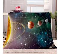 Plaid Couverture Polaire en Microfibre PlanèTes du SystèMe Solaire Galaxies éToiles 3D Impression Douce Moelleuse Flanelle Lit Jeté Canapé Convient Adultes et Enfants Rester Chaud Hiver, 150 x 200 cm