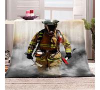 Plaid Couverture Polaire Flanelle en Microfibre, Couverture De Lit 1 Personne 80X150Cm Pompier Plaid Fourrure Canapé Grande Taille, Couverture Chaude Douce en Peluche