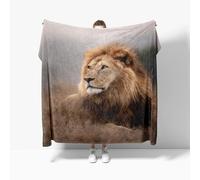 Plaid Couverture Polaire Flanelle en Microfibre, Gros Plan d'un Lion Animal Couverture lit Jeté de Canapé 1 Personnes, Brun Plaid Fourrure Chaud et Doux en Peluche 100x130 cm