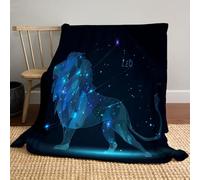 Plaid Couverture Polaire Flanelle en Microfibre, ThèMe de La Lion Couverture lit Jeté de Canapé, Bleu Thème Galaxie Plaid Fourrure Chaud et Doux en Peluche 130 x 150cm