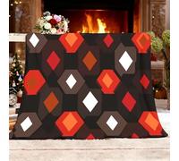 Plaid Couverture Polaire Flanelle Hiver Art du Losange GéOméTrique Chaude Douce Moelleuse pour Adulte et Enfant, Plaids Chaud Brun Foncé pour Couvre-lit Jeté de Canapé and Camping, XXL 150x200 cm