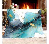 Plaid Couverture Polaire Flanelle Hiver Marbre Fluide à L'Encre Chaude Douce Moelleuse pour Adulte et Enfant, Plaids Chaud Turquoise pour Couvre-lit Jeté de Canapé and Camping, XXL 150x200 cm