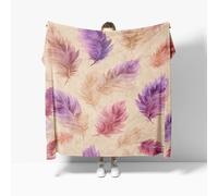 Plaid Couverture Polaire Flanelle, Jeté de Canapé 150x200 cm Imprimé Plumes d'animaux Couverture lit 2 Personnes Grand Chaud et Doux en Flanelle pour Toutes Les Saisons, Couleurs Chaudes
