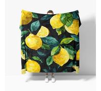 Plaid Couverture Polaire Flanelle, Jeté de Canapé 180x200 cm Imprimé Citron Jaune Couverture lit 2 Personnes Grand Chaud et Doux en Flanelle pour Toutes Les Saisons, Vert Foncé