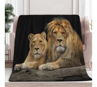 Plaid Couverture Polaire Lion Brun 180x200 cm Plaid Lit Jete de Canape Flanelle, Couverture Cadeau Doux Chaud et Duveteuse, pour Toutes Les Saisons