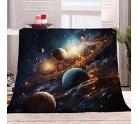 Plaid Couverture Polaire Planète Univers 130x150 cm Couverture Polaire en Microfibre Douce, Couverture en Peluche Chaude et Confortable pour Canapé ou Lit