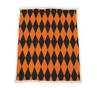 Plaid Couverture Polaire Sherpa, Géométrique Losange Carreaux Flanelle en Microfibre Réversible, Jeté de Canapé & Couverture de Lit, Ultra Doux et Chaud, Anti-Boulochage, Orange, 130 x 170 cm