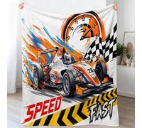 Plaid Couverture Polaire, Style Sportif Moderne Impression Douce Flanelle Couverture de Lit Plaid, Voiture Drapeau À Damier Tableau De Bord Jeté de Canapé Convient Adultes et Enfants, 80x150 cm
