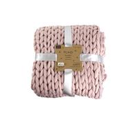 Plaid - Couverture - Rose - Grosse maille - Chaude - Cocooning - Cosy - 1,5x1,2m
