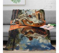 Plaid Crocodile 3D Imprimé Microfibre Décoration Maison Couverture Jeté Animal Lit Canapé Cadeau Adulte 50x60(127x152cm)
