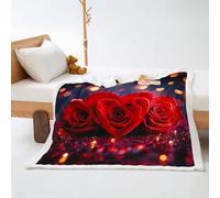 Plaid Cœur Rose Abstrait Jeté de Canapé Flanelle et Laine Agneau Plaid Polaire Conception Recto Verso Couverture Polaire Mou Plaide Soins Faciles Lavable Couverture Laine 150x200cm