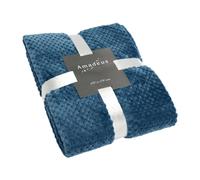 Plaid damier 130x170 bleu nuit - Amadeus - Bleu - Polyester Bleu nuit G