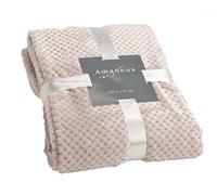 Plaid de couleur vieux rose, 130x170 cm, collection Damier, Amadeus