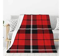 Plaid de Noël en Flanelle Super Doux et épais, Motif Tartan Rouge, Confortable et Douillet, 203 x 152 cm