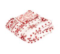 Plaid de Noël scandinave rouge et blanc 130 x 180 cm - polyester doux