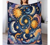 Plaid déco maison, Moon Starlit, microfibre avec impression 3D pour canapé | 60x80inchAccent décoratif pour la maison apporte une touche soignée; son confort doux accompagne canapé, chambre, fauteuil