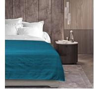 Plaid enroulable 180 x 220 cm - Polycoton - Lucile Bleu