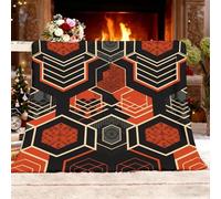 Plaid Douillet 180x200 cm 1 Personnes GéOméTrie Nid D'Abeilles Moderne Minimalisme Couverture en Polaire, Couverture Sherpa, Jeté de Canapé, Couleur Orange Chaude et Douce et Moelleuse pour l'hiver