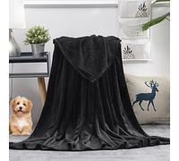 Plaid Douillet, Flanelle Couverture Polaire 120 x 220 cm Isponible en Plusieures Couleurs Élégantes Plaid Fourrure Douillette et Confortable pour Le Lit, Le Canapé, Le Sofa, Lit et Salon, Noir