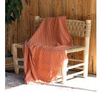 Plaid doux à franges aspect mohair Terracotta 130x180 cm