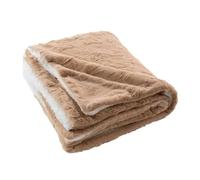 Plaid Doux A Poil Et Sherpa 180 X 220 Cm Foxy Sable Multicolore