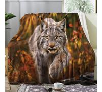 Plaid Doux et Chaud pour Canapé, Lynx Motifs Imprimés - Animaux Couverture Polaire pour Lit 2 Personnes, Convient à Toutes Les Saisons, 220 x 240 cm ZJYMT1096