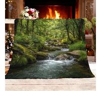 Plaid Doux Moelleux Couverture Ruisseau De Plantes jungleièRes Canapé Lit Chaud Plaid Polaire Douillette Flanelle Facile d'entretien Vert Couverture pour Coucher Bureau Toutes Saisons XL 130x150cm