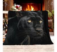 Plaid Doux Moelleux Couverture Texture Animale De PanthèRe Noire Canapé Lit Chaud Plaid Polaire Douillette Flanelle Facile d'entretien Noir Couverture pour Coucher Bureau Toutes Saisons L 100x130cm