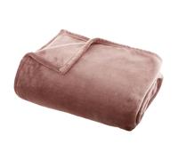 Atmosphera – Grand plaid en flanelle uni – 180 x 130 cm – Rose