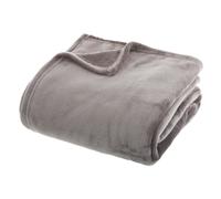 Atmosphera – Grand plaid en flanelle uni 230x180 cm – Gris