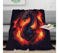 Plaid Dragon Flamme 3D Imprimé Microfibre Décoration Intérieure Couverture Jetée Dragon Douce Chaude pour Canapé Adulte Cadeau 60x80(150x200cm)