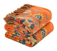 Plaid en Coton 150 x 200 cm - Doux Léger et Polyvalent pour Canapé Lit ou Fauteuil - Motif Floral Rustique - Style Champêtre - Ada